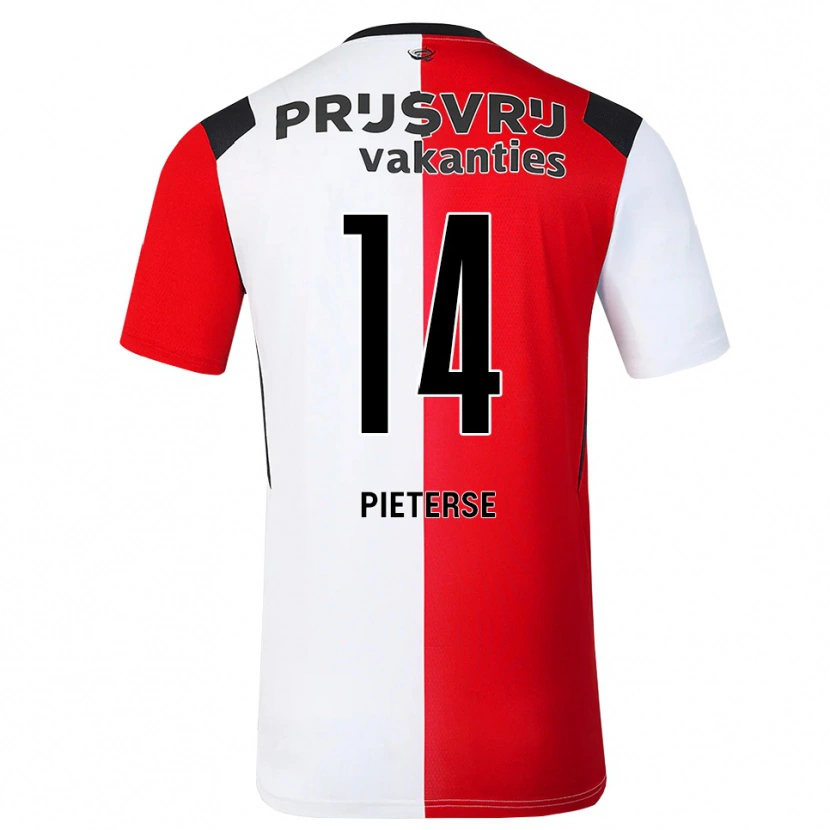 Danxen Barn Mika Pieterse #14 Röd Vit Svart Hemmatröja Matchtröjor 2026/27 Tröjor T-Tröja