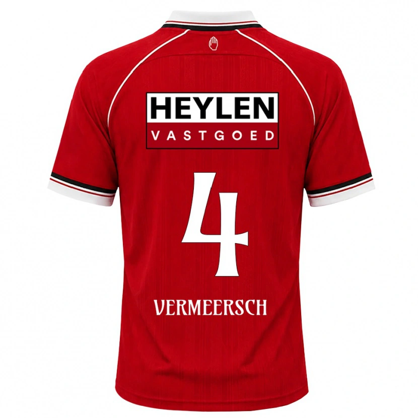 Danxen Barn Ryan Vermeersch #4 Röd Vit Svart Hemmatröja Matchtröjor 2026/27 Tröjor T-Tröja
