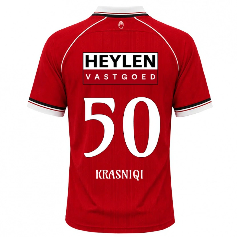 Danxen Barn Laurit Krasniqi #50 Röd Vit Svart Hemmatröja Matchtröjor 2026/27 Tröjor T-Tröja