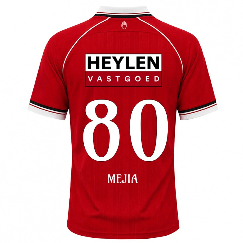 Danxen Barn Carlos Mejia #80 Röd Vit Svart Hemmatröja Matchtröjor 2026/27 Tröjor T-Tröja