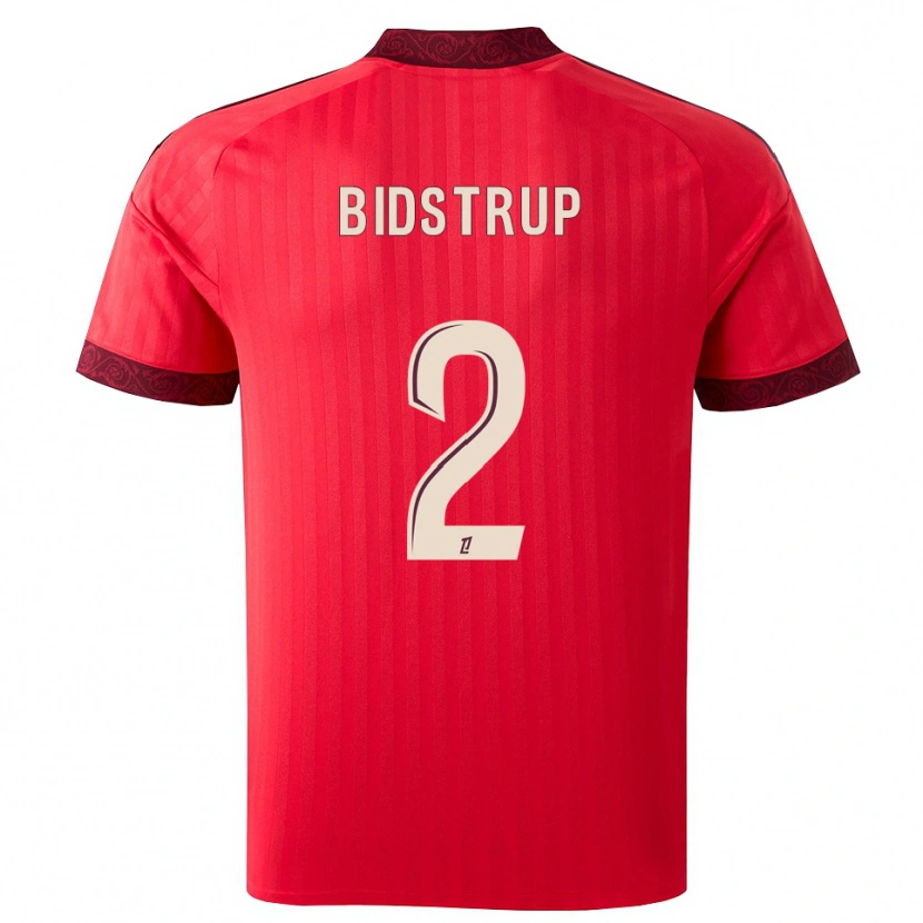 Danxen Barn Mads Bidstrup #2 Vinröd Röd Vit Bortatröja Matchtröjor 2026/27 Tröjor T-Tröja