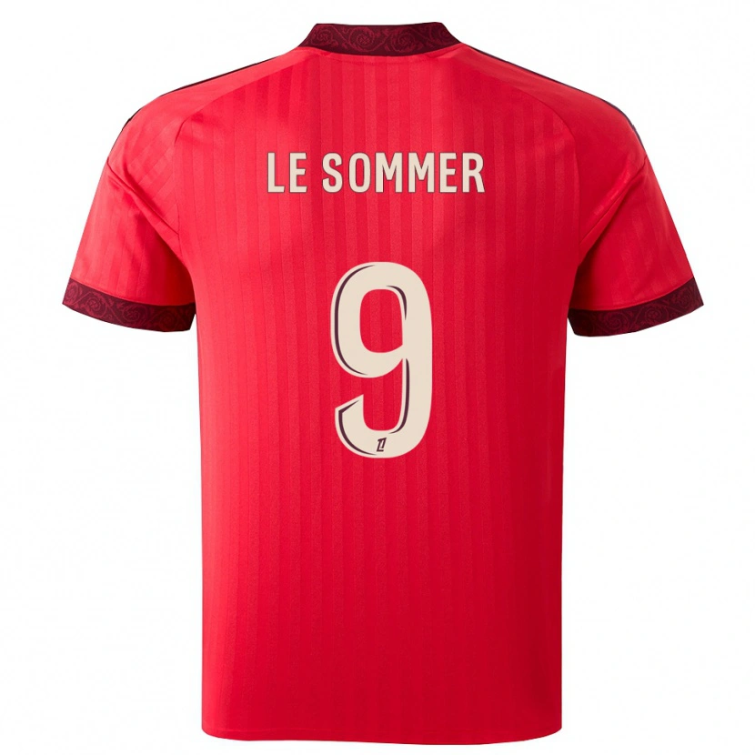 Danxen Barn Eugenie Le Sommer #9 Vinröd Röd Vit Bortatröja Matchtröjor 2026/27 Tröjor T-Tröja