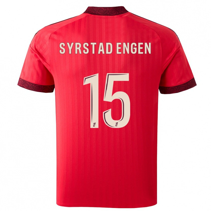 Danxen Barn Ingrid Syrstad Engen #15 Vinröd Röd Vit Bortatröja Matchtröjor 2026/27 Tröjor T-Tröja