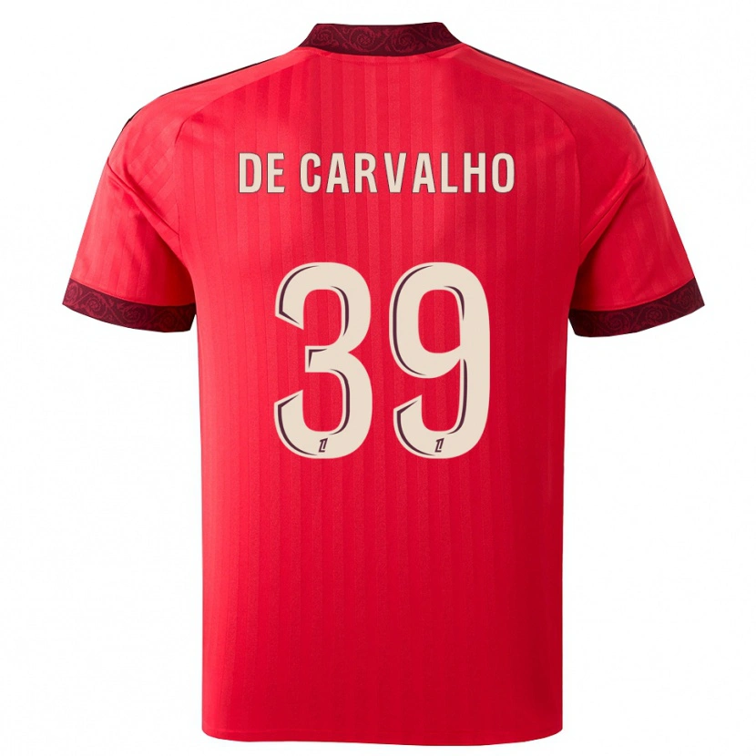 Danxen Barn Mathys De Carvalho #39 Vinröd Röd Vit Bortatröja Matchtröjor 2026/27 Tröjor T-Tröja