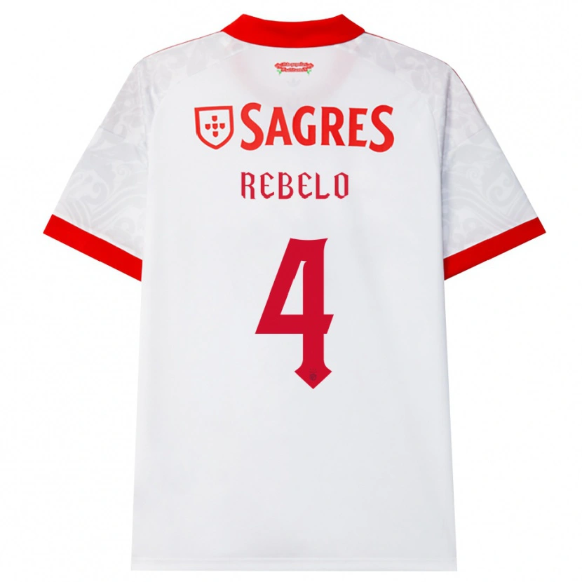 Danxen Barn Silvia Rebelo #4 Vit Röd Gul Bortatröja Matchtröjor 2026/27 Tröjor T-Tröja