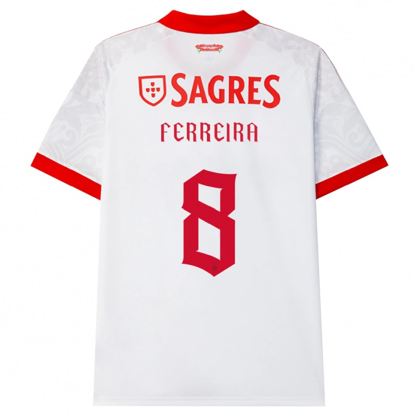Danxen Barn Isaac Ferreira #8 Vit Röd Gul Bortatröja Matchtröjor 2026/27 Tröjor T-Tröja
