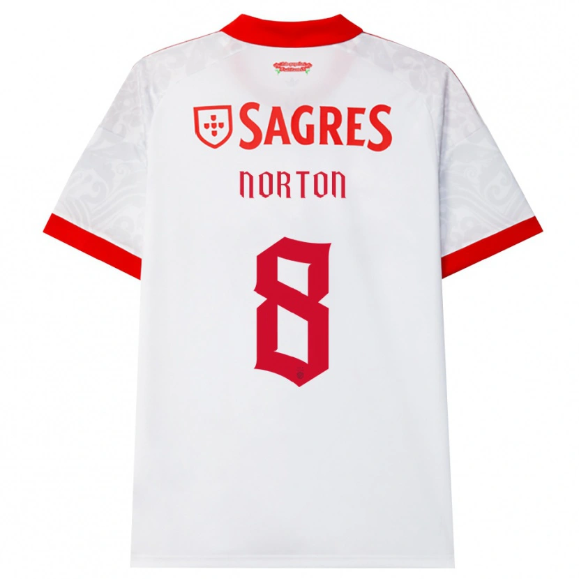Danxen Barn Andreia Norton #8 Vit Röd Gul Bortatröja Matchtröjor 2026/27 Tröjor T-Tröja