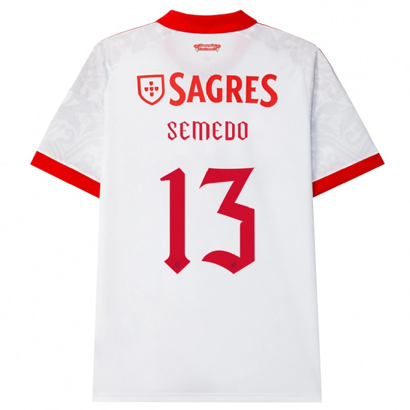 Danxen Barn Benjamim Semedo #13 Vit Röd Gul Bortatröja Matchtröjor 2026/27 Tröjor T-Tröja