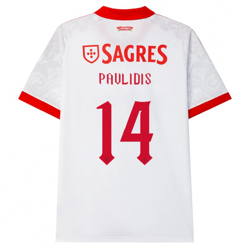 Danxen Barn Vangelis Pavlidis #14 Vit Röd Gul Bortatröja Matchtröjor 2026/27 Tröjor T-Tröja