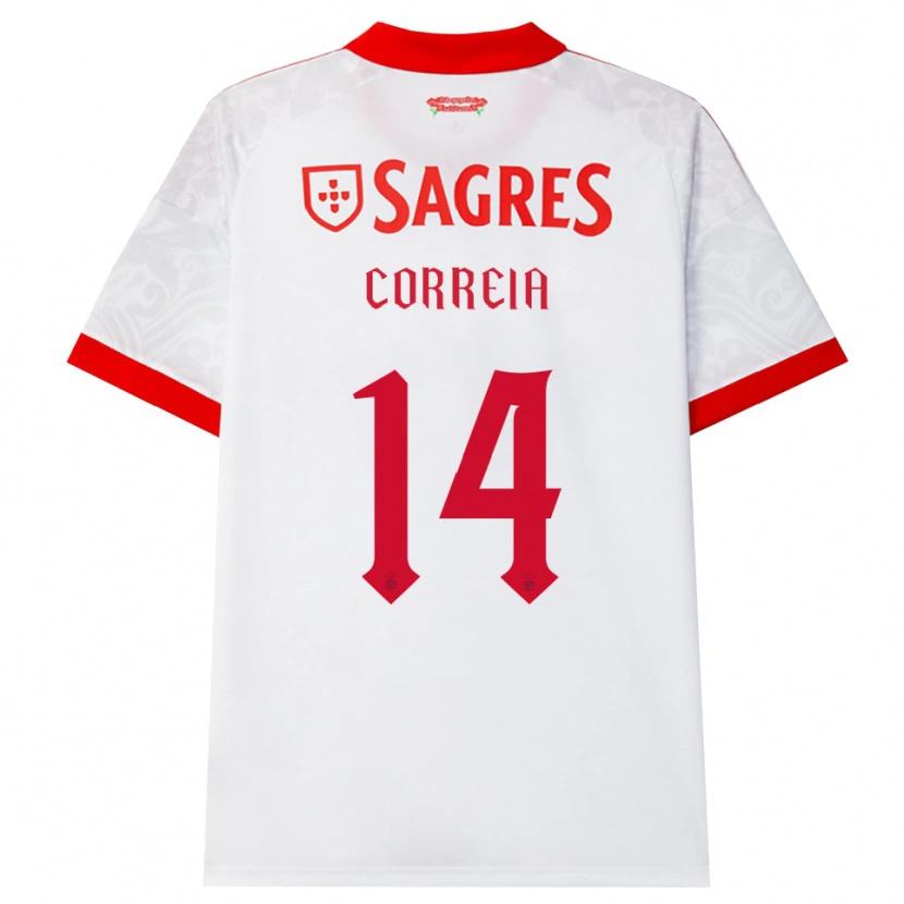 Danxen Barn Rúben Correia #14 Vit Röd Gul Bortatröja Matchtröjor 2026/27 Tröjor T-Tröja