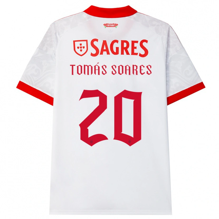 Danxen Barn Tomás Soares #20 Vit Röd Gul Bortatröja Matchtröjor 2026/27 Tröjor T-Tröja