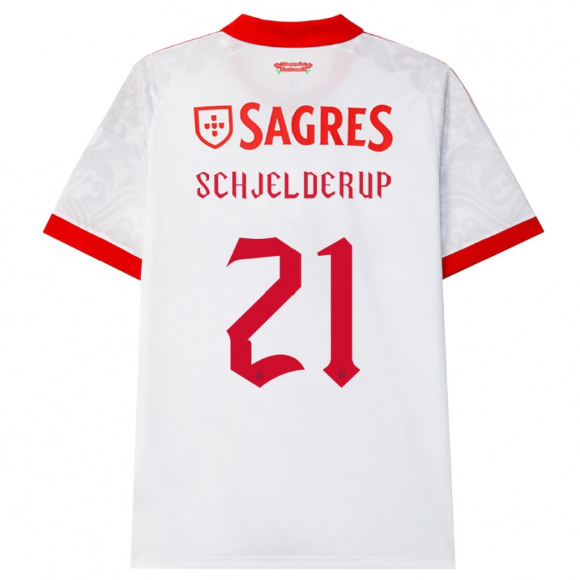 Danxen Barn Andreas Schjelderup #21 Vit Röd Gul Bortatröja Matchtröjor 2026/27 Tröjor T-Tröja