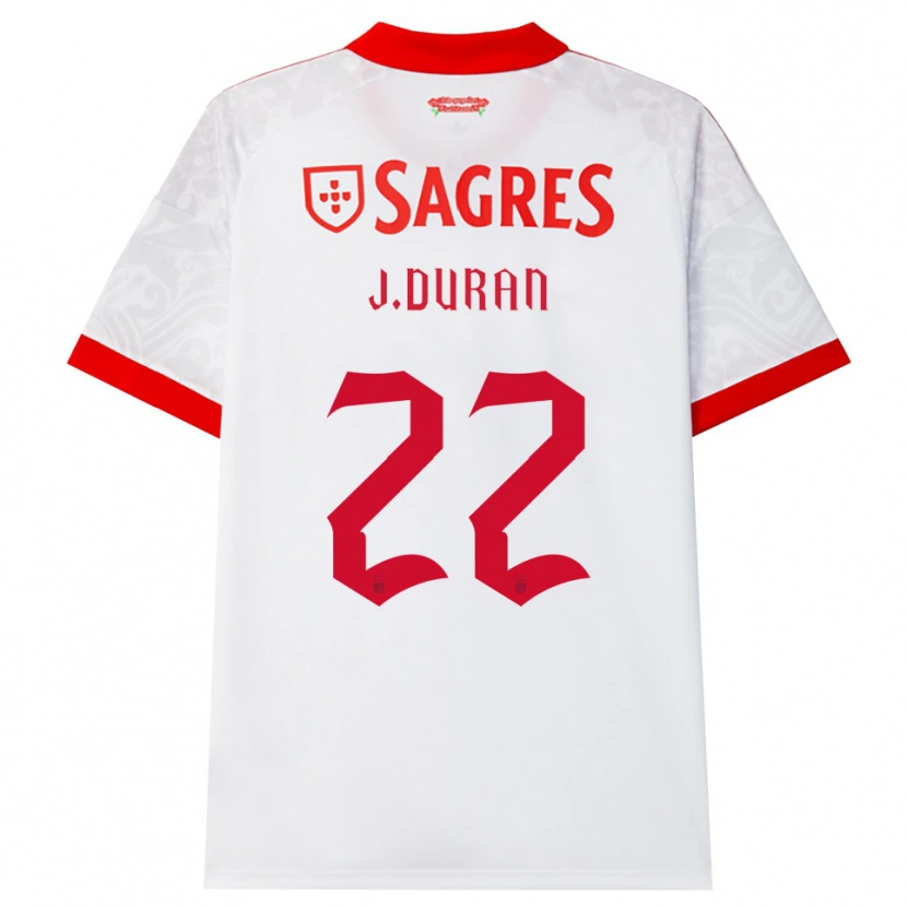 Danxen Barn Jhon Durán #22 Vit Röd Gul Bortatröja Matchtröjor 2026/27 Tröjor T-Tröja