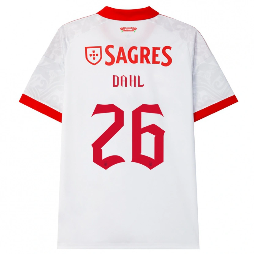 Danxen Barn Samuel Dahl #26 Vit Röd Gul Bortatröja Matchtröjor 2026/27 Tröjor T-Tröja