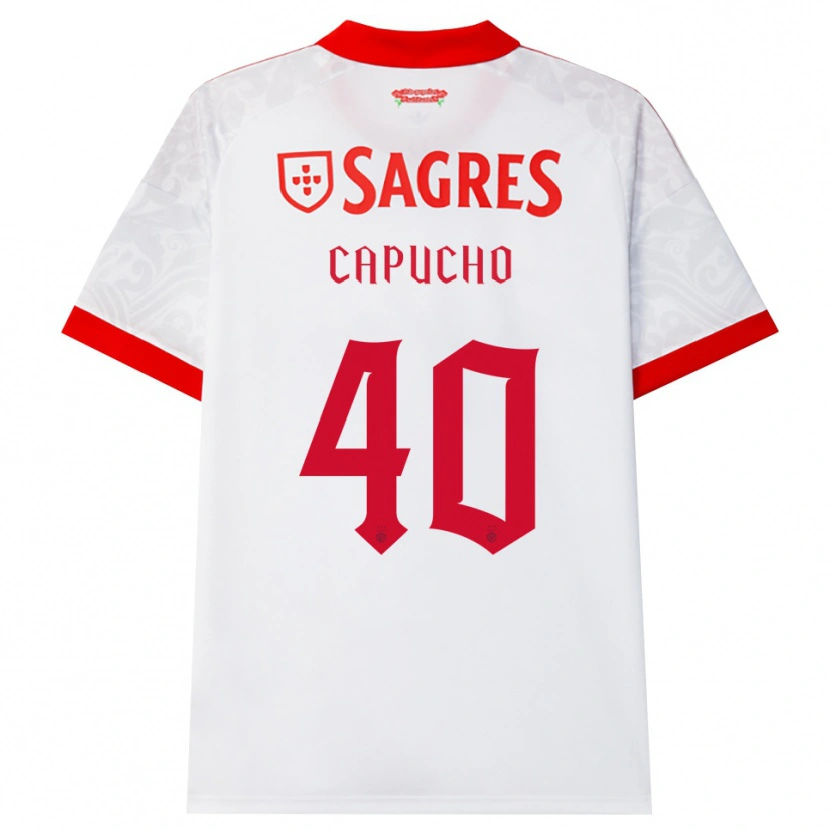 Danxen Barn João Capucho #40 Vit Röd Gul Bortatröja Matchtröjor 2026/27 Tröjor T-Tröja