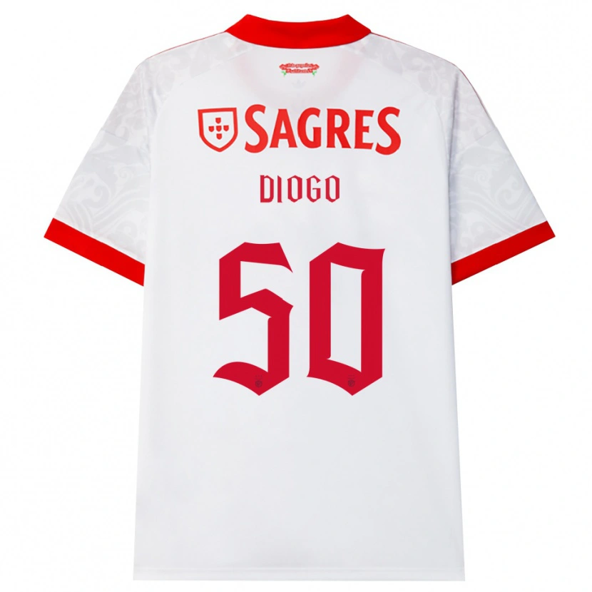 Danxen Barn Diogo Ferreira #50 Vit Röd Gul Bortatröja Matchtröjor 2026/27 Tröjor T-Tröja