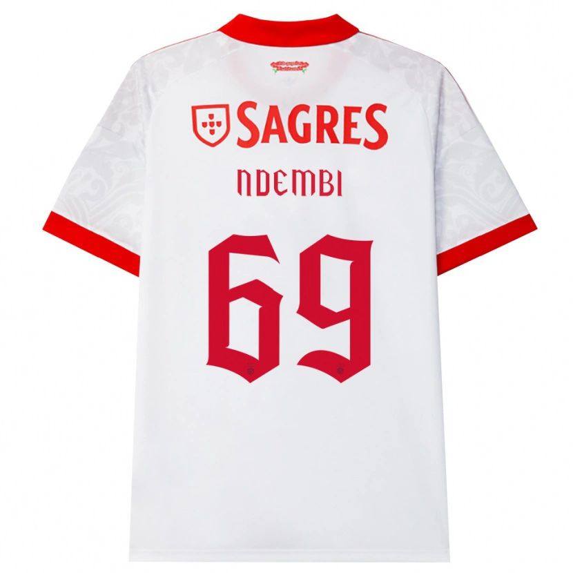 Danxen Barn Michée Ndembi #69 Vit Röd Gul Bortatröja Matchtröjor 2026/27 Tröjor T-Tröja