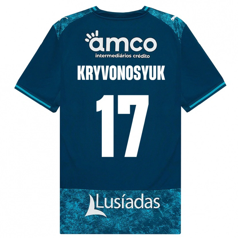Danxen Barn Leonardo Kryvonosyuk #17 Mörk Skiffergrå Mellanturkos Bortatröja Matchtröjor 2026/27 Tröjor T-Tröja