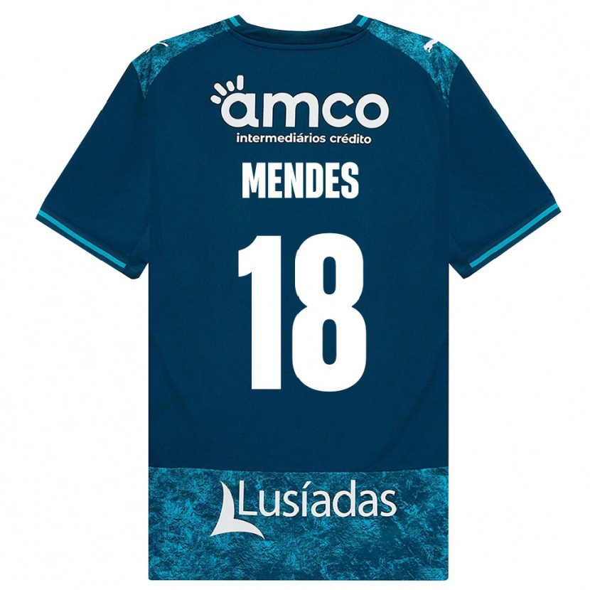 Danxen Barn Carolina Mendes #18 Mörk Skiffergrå Mellanturkos Bortatröja Matchtröjor 2026/27 Tröjor T-Tröja