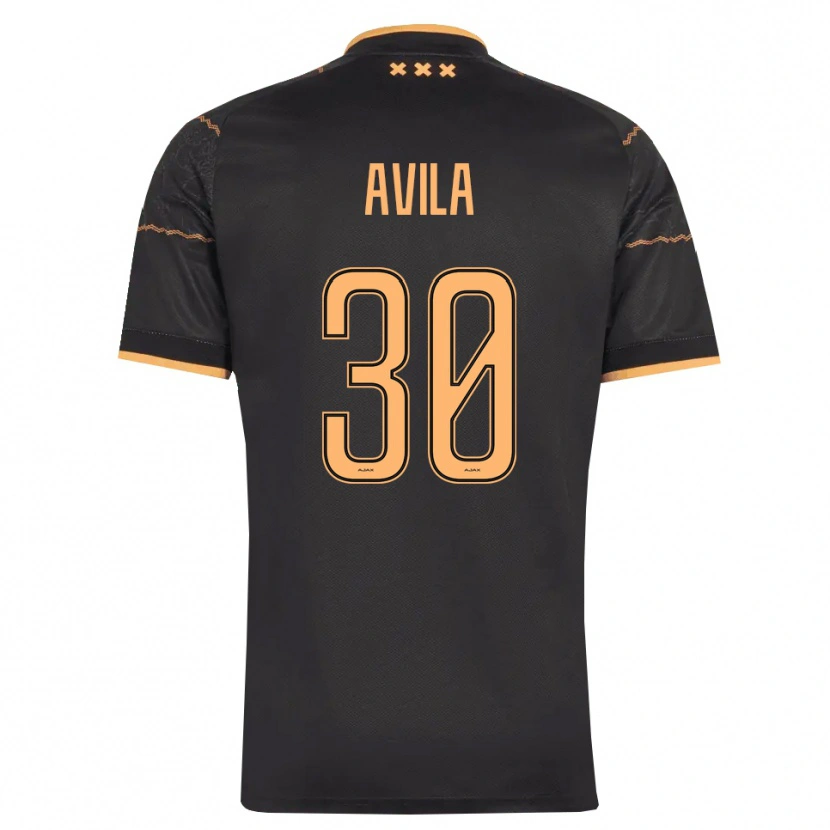 Danxen Barn Gastón Ávila #30 Svart Orange Bortatröja Matchtröjor 2026/27 Tröjor T-Tröja