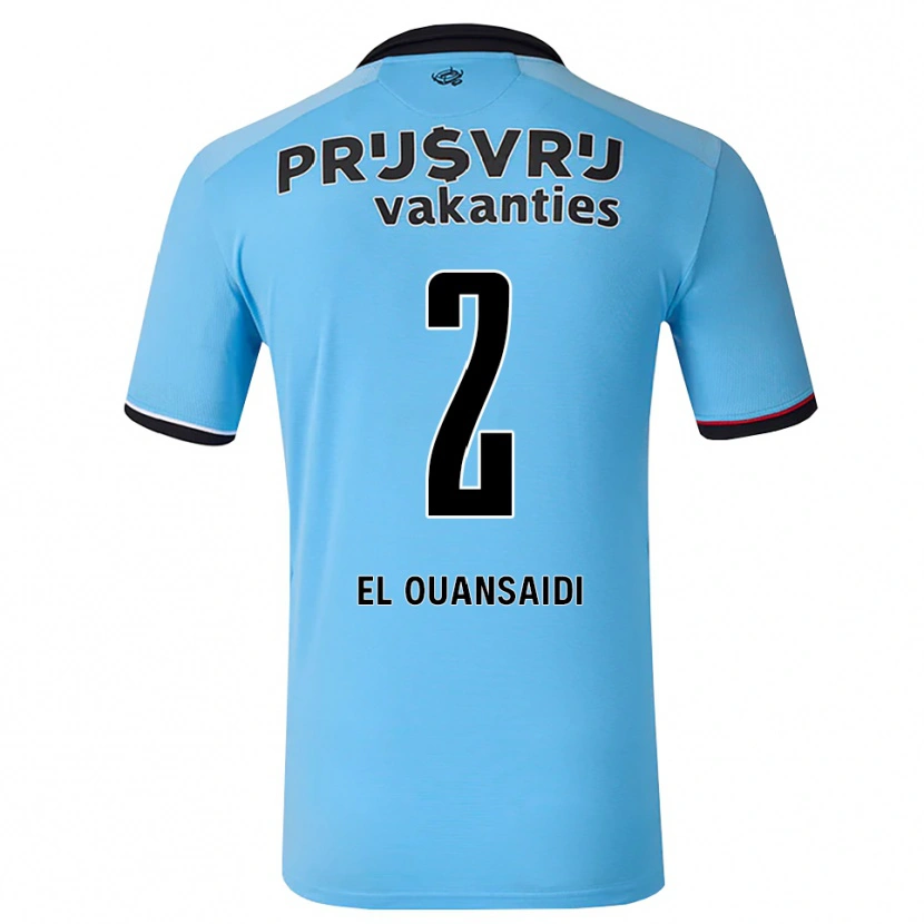 Danxen Barn Keyane El Ouansaidi #2 Djup Himmelsblå Svart Röd Bortatröja Matchtröjor 2026/27 Tröjor T-Tröja
