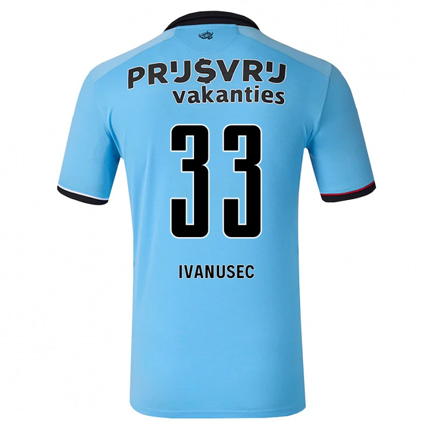 Danxen Barn Luka Ivanušec #33 Djup Himmelsblå Svart Röd Bortatröja Matchtröjor 2026/27 Tröjor T-Tröja