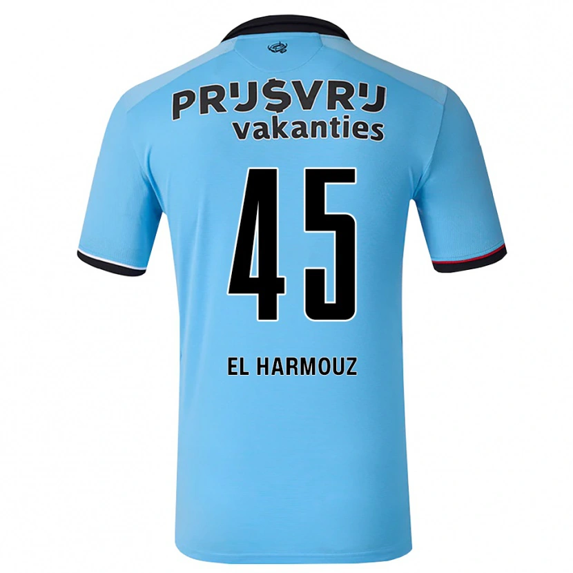 Danxen Barn Nassim El Harmouz #45 Djup Himmelsblå Svart Röd Bortatröja Matchtröjor 2026/27 Tröjor T-Tröja