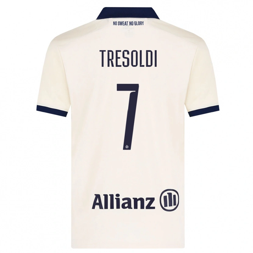 Danxen Barn Nicolò Tresoldi #7 Beige Svart Bortatröja Matchtröjor 2026/27 Tröjor T-Tröja