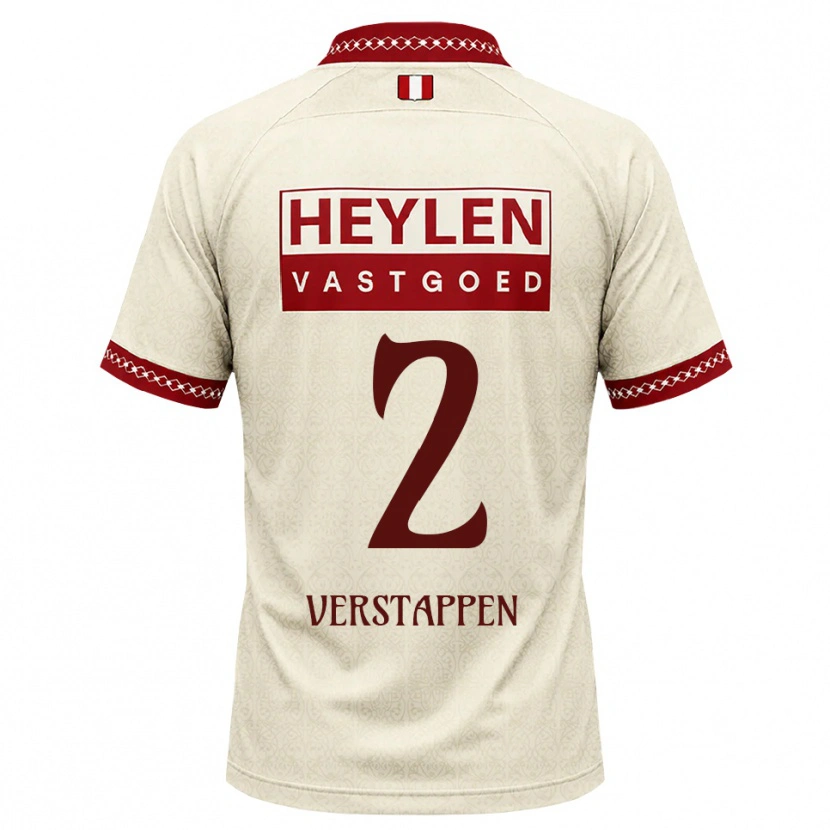 Danxen Barn Jayden Verstappen #2 Beige Röd Bortatröja Matchtröjor 2026/27 Tröjor T-Tröja