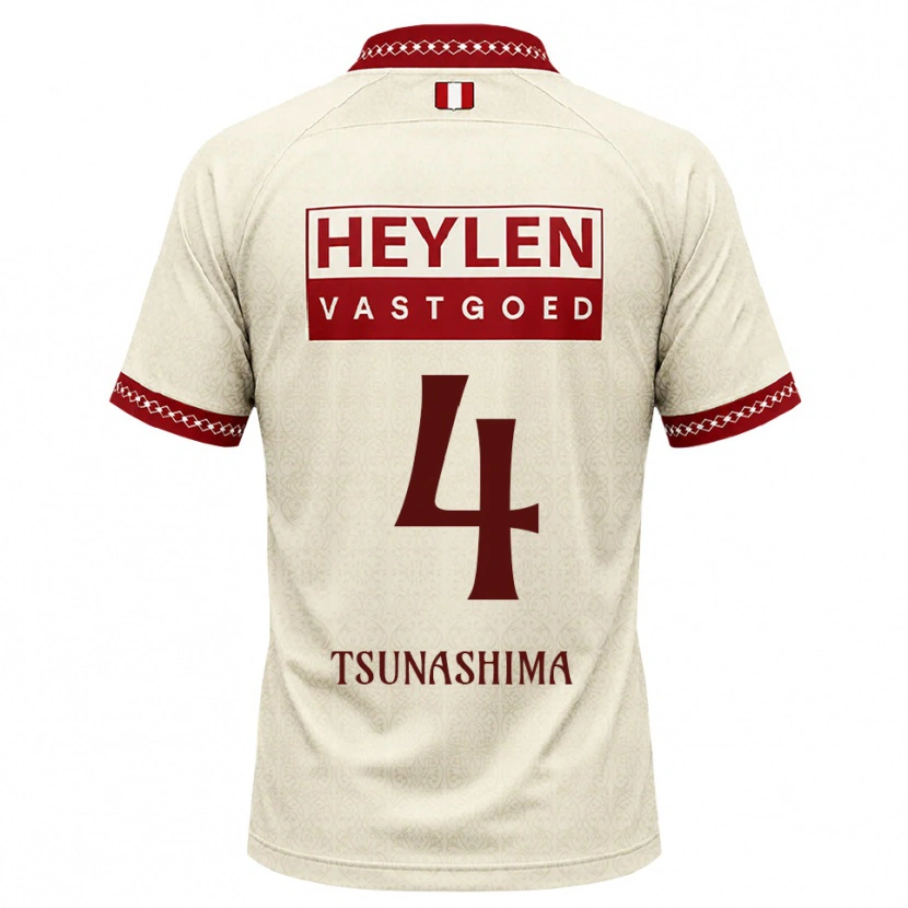 Danxen Barn Yuto Tsunashima #4 Beige Röd Bortatröja Matchtröjor 2026/27 Tröjor T-Tröja