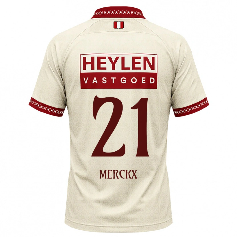 Danxen Barn Matti Merckx #21 Beige Röd Bortatröja Matchtröjor 2026/27 Tröjor T-Tröja