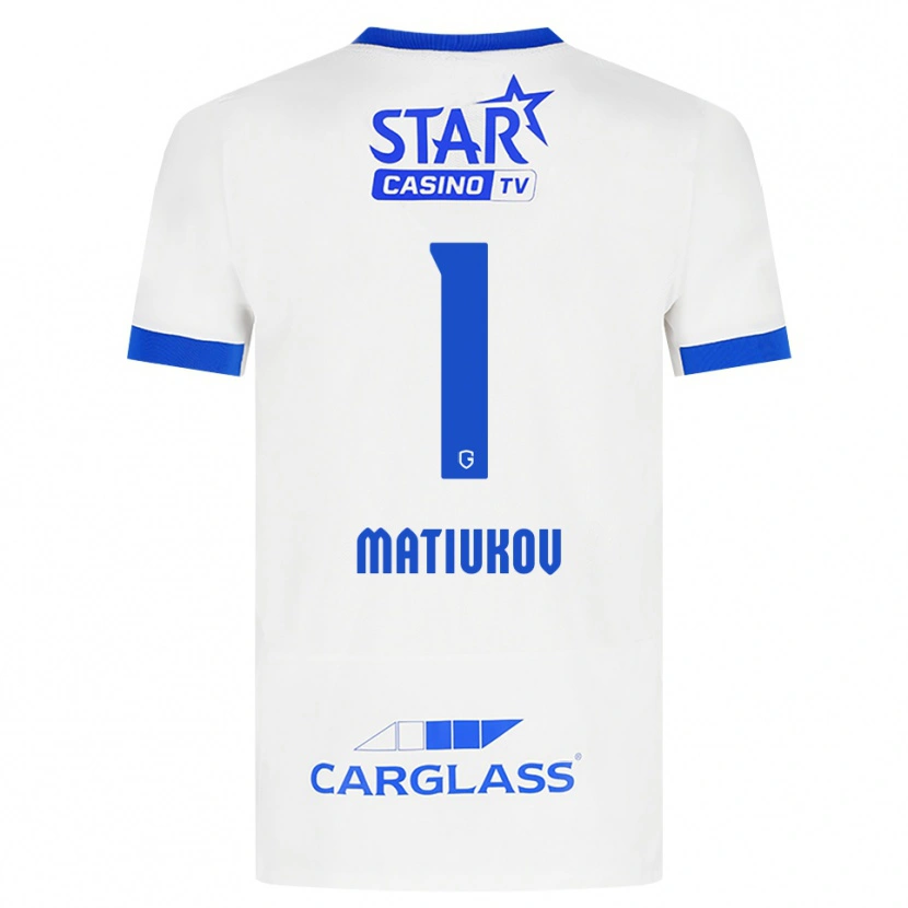 Danxen Barn Platon Matiukov #1 Vit Blå Bortatröja Matchtröjor 2026/27 Tröjor T-Tröja