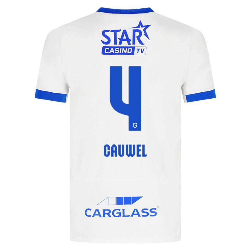 Danxen Barn Michiel Cauwel #4 Vit Blå Bortatröja Matchtröjor 2026/27 Tröjor T-Tröja