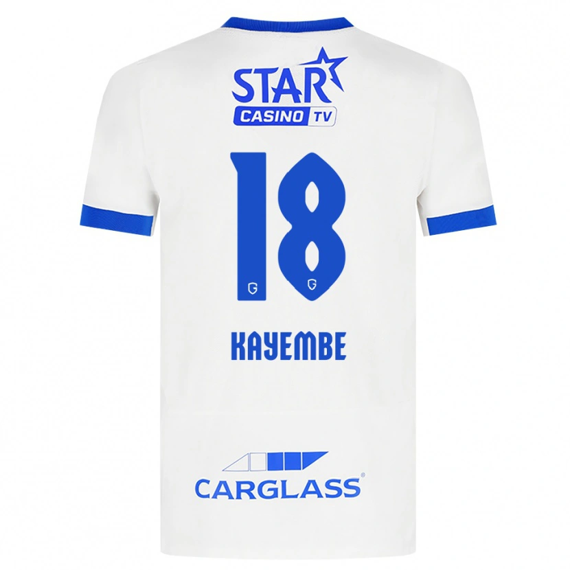 Danxen Barn Joris Kayembe #18 Vit Blå Bortatröja Matchtröjor 2026/27 Tröjor T-Tröja