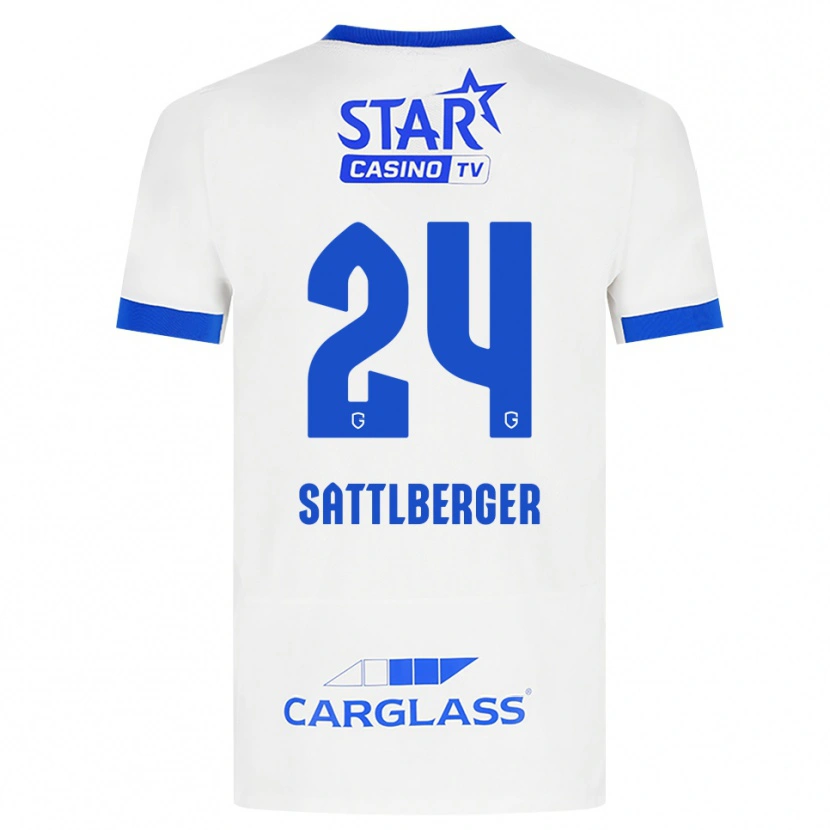 Danxen Barn Nikolas Sattlberger #24 Vit Blå Bortatröja Matchtröjor 2026/27 Tröjor T-Tröja