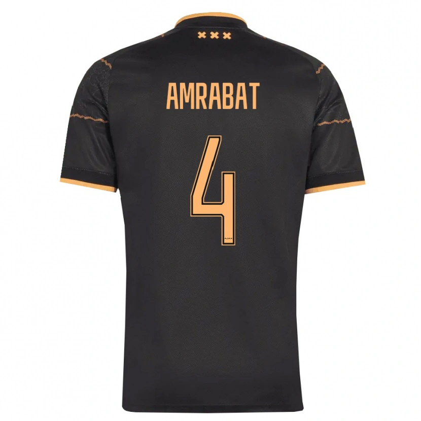 Danxen Barn Sofyan Amrabat #4 Svart Orange Bortatröja Matchtröjor 2026/27 Tröjor T-Tröja