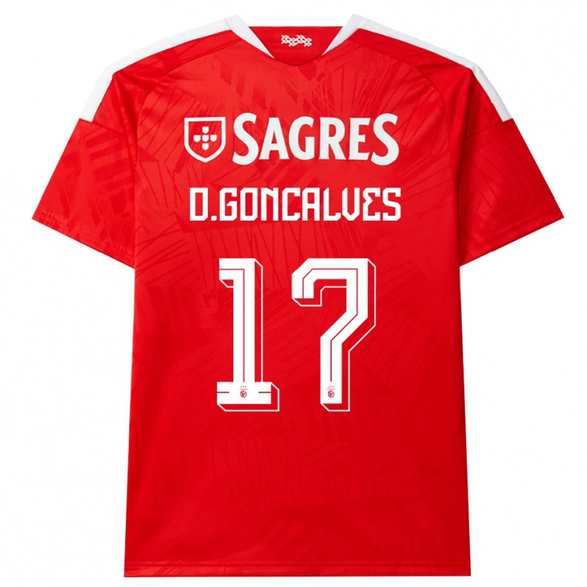 Danxen Män Diogo Goncalves #17 Röd Vit Gul Hemmatröja Matchtröjor 2026/27 Tröjor T-Tröja