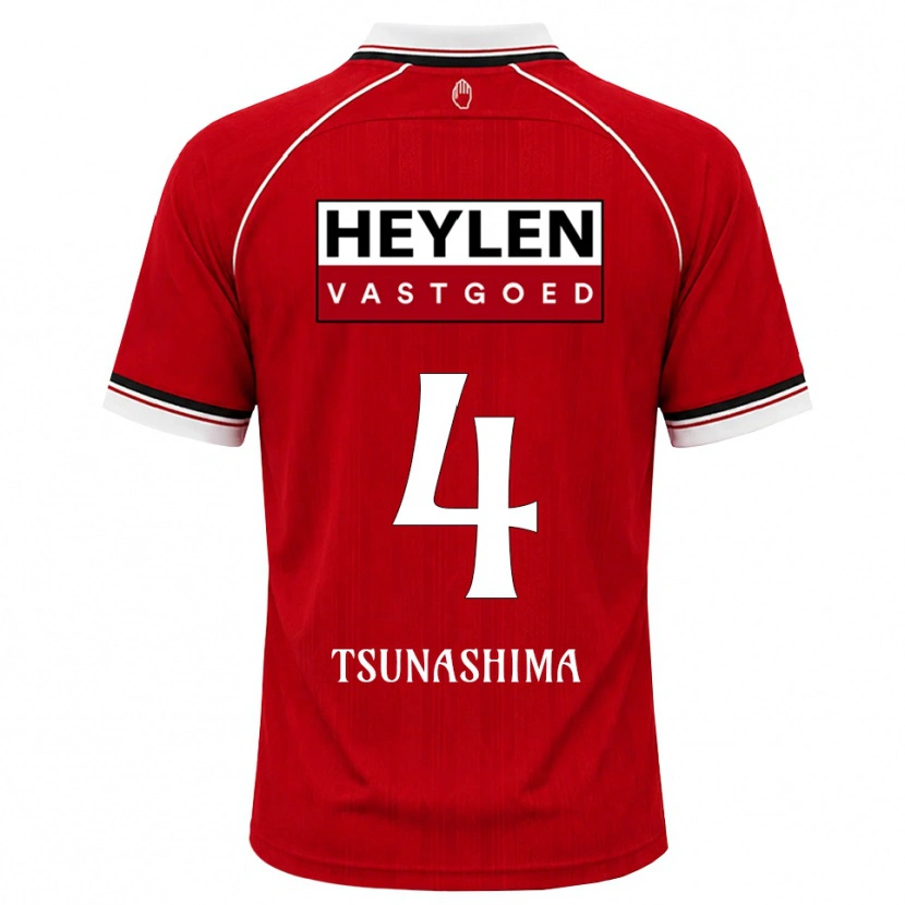 Danxen Män Yuto Tsunashima #4 Röd Vit Svart Hemmatröja Matchtröjor 2026/27 Tröjor T-Tröja