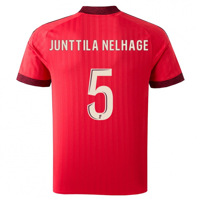 Danxen Män Elma Junttila Nelhage #5 Vinröd Röd Vit Bortatröja Matchtröjor 2026/27 Tröjor T-Tröja