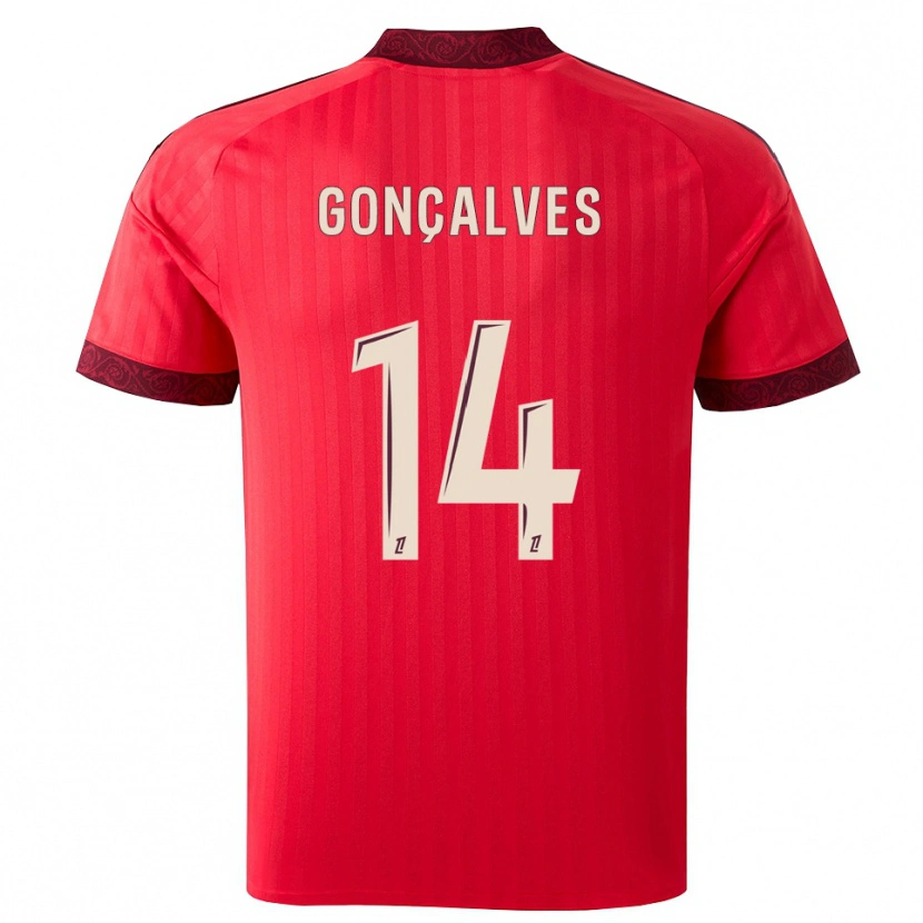 Danxen Män Tiago Gonçalves #14 Vinröd Röd Vit Bortatröja Matchtröjor 2026/27 Tröjor T-Tröja