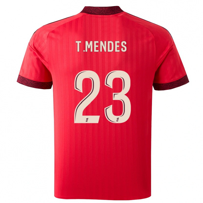 Danxen Män Thiago Mendes #23 Vinröd Röd Vit Bortatröja Matchtröjor 2026/27 Tröjor T-Tröja