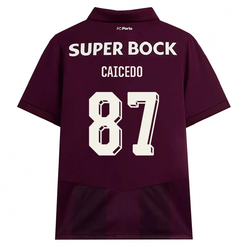 Danxen Män Brayan Caicedo #87 Vinröd Vit Bortatröja Matchtröjor 2026/27 Tröjor T-Tröja