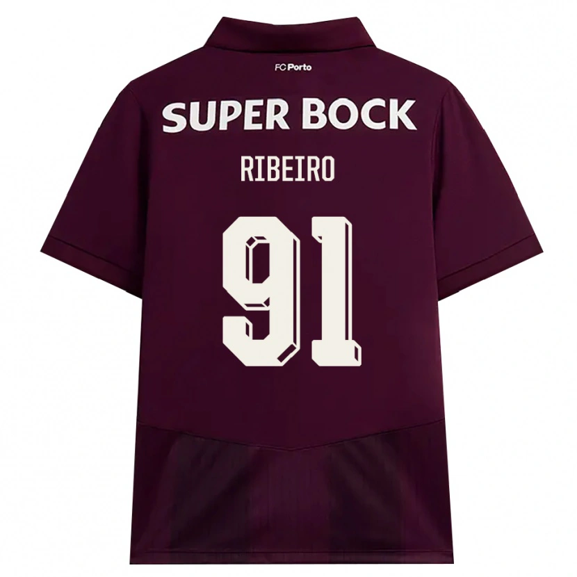 Danxen Män Gonçalo Ribeiro #91 Vinröd Vit Bortatröja Matchtröjor 2026/27 Tröjor T-Tröja