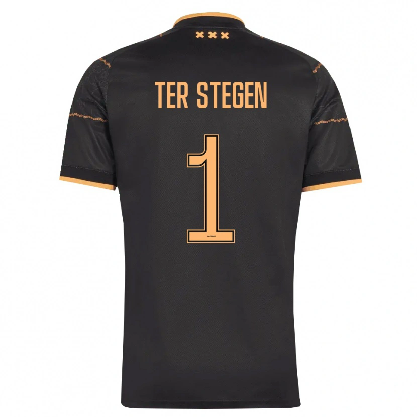 Danxen Män Marc-André Ter Stegen #1 Svart Orange Bortatröja Matchtröjor 2026/27 Tröjor T-Tröja