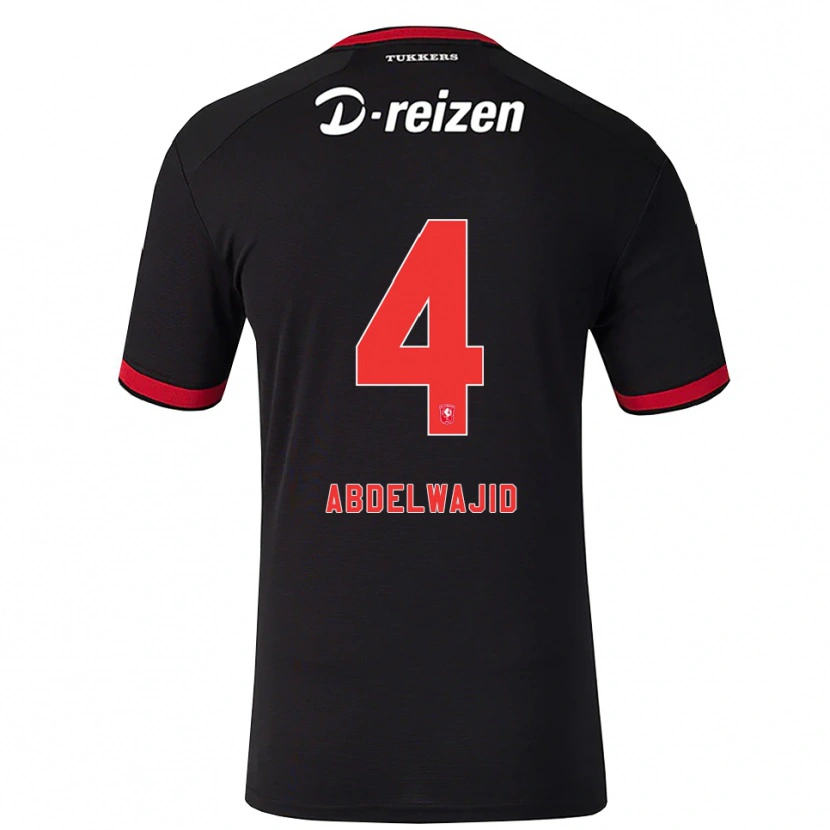 Danxen Män Naoufal Abdelwajid #4 Röd Vit Svart Bortatröja Matchtröjor 2026/27 Tröjor T-Tröja