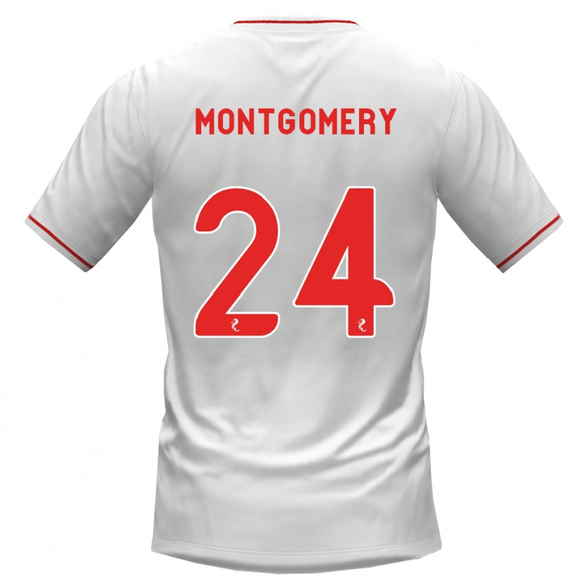 Danxen Kvinnor Adam Montgomery #24 Vit Röd Bortatröja Matchtröjor 2026/27 Tröjor T-Tröja