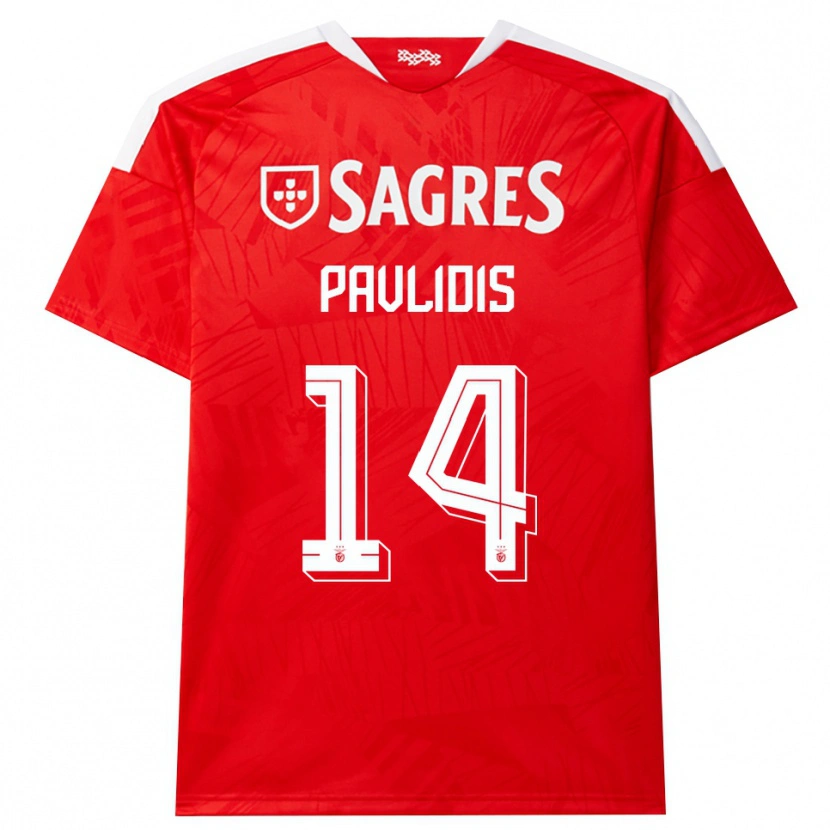 Danxen Kvinnor Vangelis Pavlidis #14 Röd Vit Gul Hemmatröja Matchtröjor 2026/27 Tröjor T-Tröja