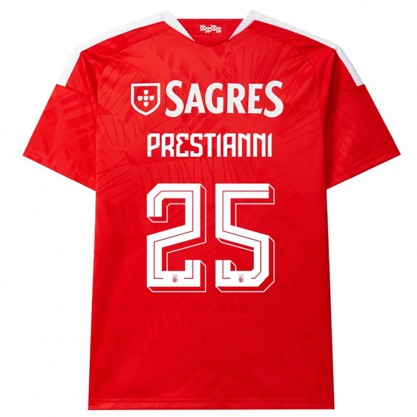 Danxen Kvinnor Gianluca Prestianni #25 Röd Vit Gul Hemmatröja Matchtröjor 2026/27 Tröjor T-Tröja