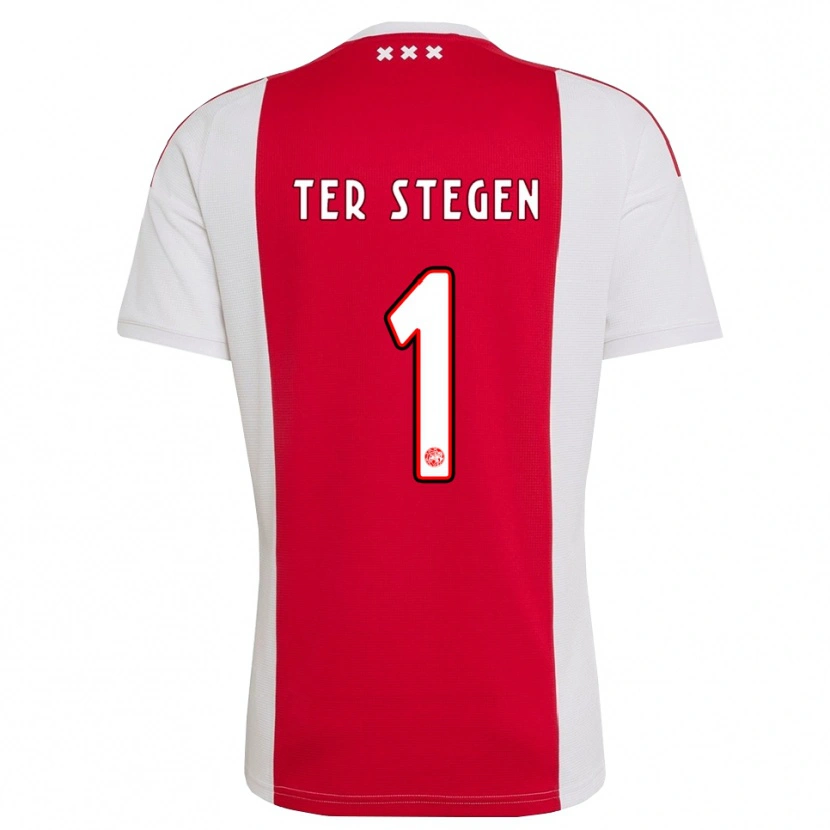 Danxen Kvinnor Marc-André Ter Stegen #1 Röd Vit Gul Hemmatröja Matchtröjor 2026/27 Tröjor T-Tröja
