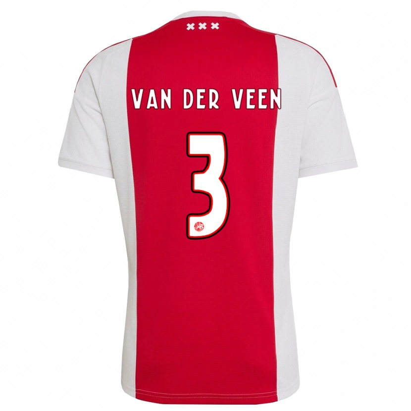 Danxen Kvinnor Roos Van Der Veen #3 Röd Vit Gul Hemmatröja Matchtröjor 2026/27 Tröjor T-Tröja